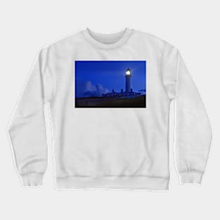 Mull of Galloway Lighthouse light flash at night, Scotland Crewneck Sweatshirt